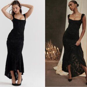 House of CB Cesca Black Floral Maxi Dress - Size M